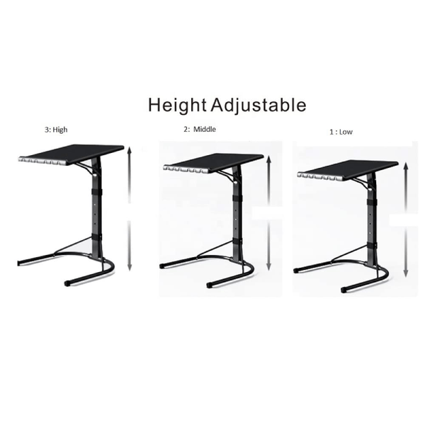 Folding Laptop Table Black with Adjustable Height and Tilt Angle Portable Gaming Computer Desk Tablet Stand Tray Bedside Sofa Armchair Crafting Jigsaw