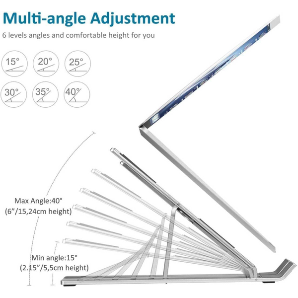 Foldable Height Adjustable Plastic Laptop Stand Holder Overheat Protection Portable Desktop Holder Compatible for All Laptops Upto 15.6cm - White