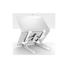 Foldable Height Adjustable Plastic Laptop Stand Holder Overheat Protection Portable Desktop Holder Compatible for All Laptops Upto 15.6cm - White