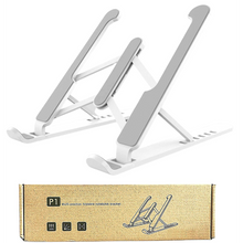 Foldable Height Adjustable Plastic Laptop Stand Holder Overheat Protection Portable Desktop Holder Compatible for All Laptops Upto 15.6cm - White