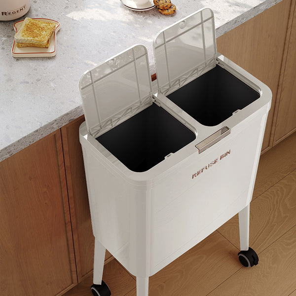 Trash Can with Wheels – Slim waste bin for Kitchen, Bedroom & Office – Removable Inner Buckets – Space-Saving Waste Bin
