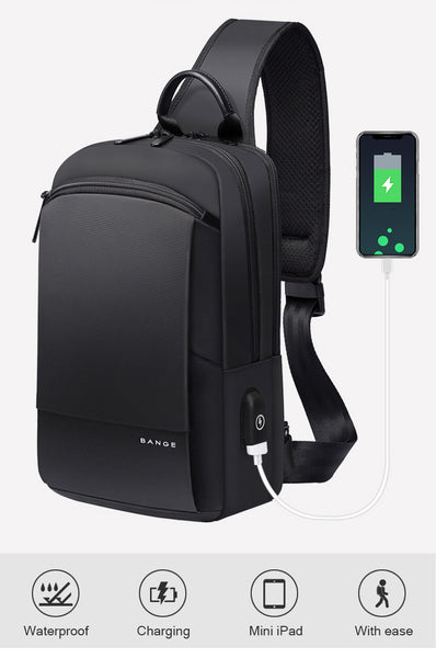 Sling Bag for Men Multifunctional Crossbody Bag, Waterproof, Usb Port,