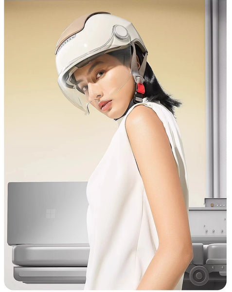 Helmet for Men & Women, Two Wheeler Scooter Headgear with Front Visor, Ventilated Design, Adjustable Visor Mechanism, Comfortable Inner Padding for Daily Riding