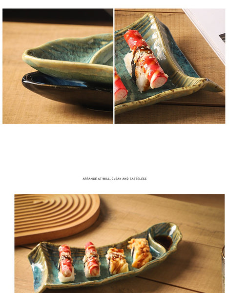12 Inch Japanese Creative Ceramic dim Sum, Western Food, Snack, Sushi Long Plate