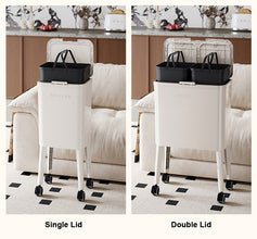 Trash Can with Wheels – Slim waste bin for Kitchen, Bedroom & Office – Removable Inner Buckets – Space-Saving Waste Bin