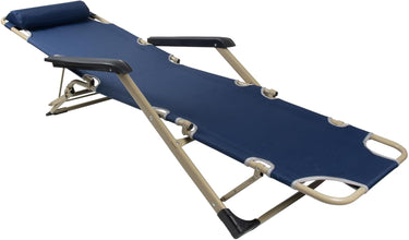 Foldable Lounger Adjustable Camping Beach Patio Recliners with Cushion Headrest Pillow