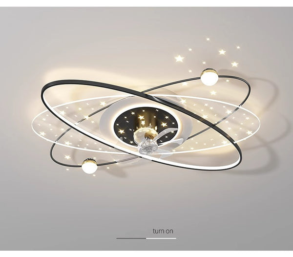 Chandelier Fan with BLDC Motor and Remote Control, Ceiling Fan Chandelier with 3 Color LED Light, Suitable for Children's Room Bedroom, Living Room,