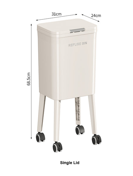 Trash Can with Wheels – Slim waste bin for Kitchen, Bedroom & Office – Removable Inner Buckets – Space-Saving Waste Bin
