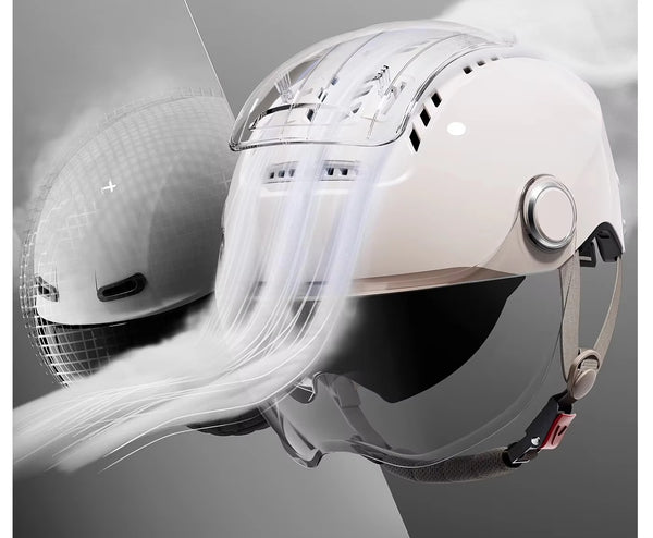 Helmet for Men & Women, Two Wheeler Scooter Headgear with Front Visor, Ventilated Design, Adjustable Visor Mechanism, Comfortable Inner Padding for Daily Riding
