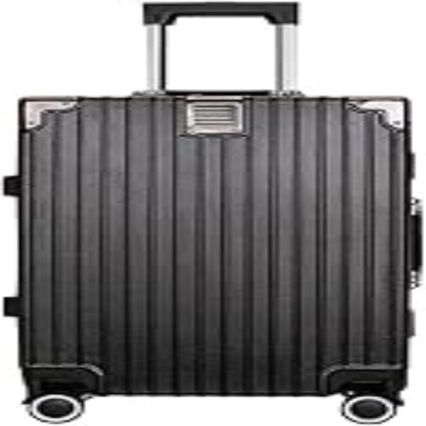 ONCARNIVAL Aluminum Rolling Luggage Trolley Suitcase Unisex Carry on Adjustable Handles Business Trips Trolley Bag (24 INCH, Black)