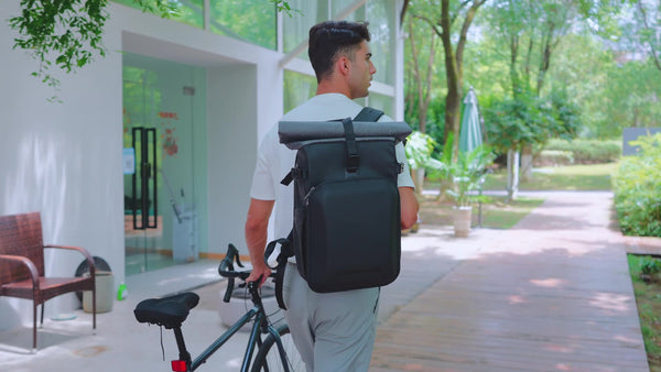 Rolltop Camera Backpack with 15.6 Inch Laptop Compartment, Expandable 20L-30L Camera Bag with Magnetic Buckle for DSLR Cameras Digital, Anti-Impact Photo Backpack