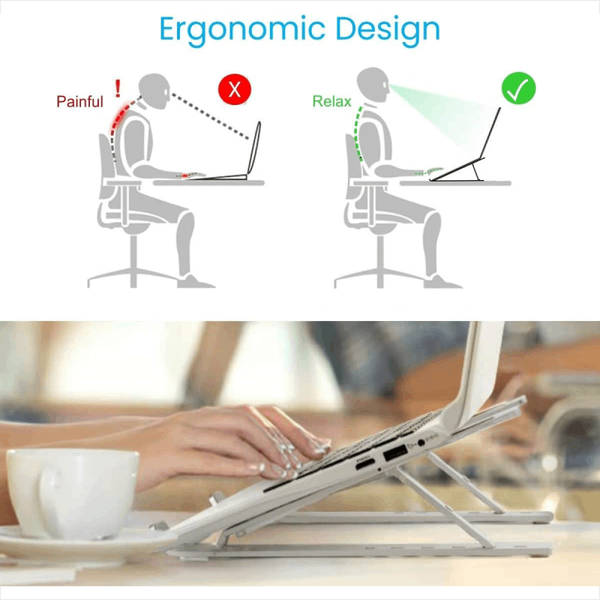 Foldable Height Adjustable Metal Frame Laptop Stand, Ergonomic, Overheating Protection for Laptops, All Laptops & Macbooks