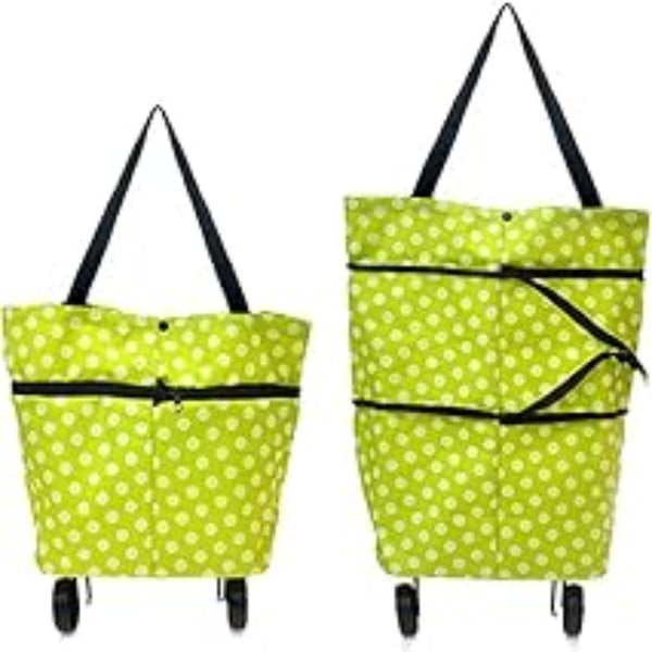 Oncaarnival Foldable Shopping Trolley Bag with Wheels Folding Travel Luggage Bag/Vegetable, Grocery, Shopping Trolley Carry Bag Multicolour