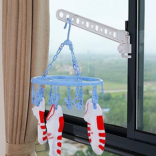 Oncaarnival Foldable Window Hanger Clothes Hanger Rack Hanging Clothes Rod Wardrobe Portable Space Saver Hangers Laundry Rack Storage Holder