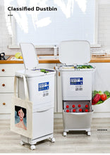 Kitchen Trash Can With Wheel, Open-Top - Recycle Sorting Bin for Household Dry and Wet Waste Separation, Classification