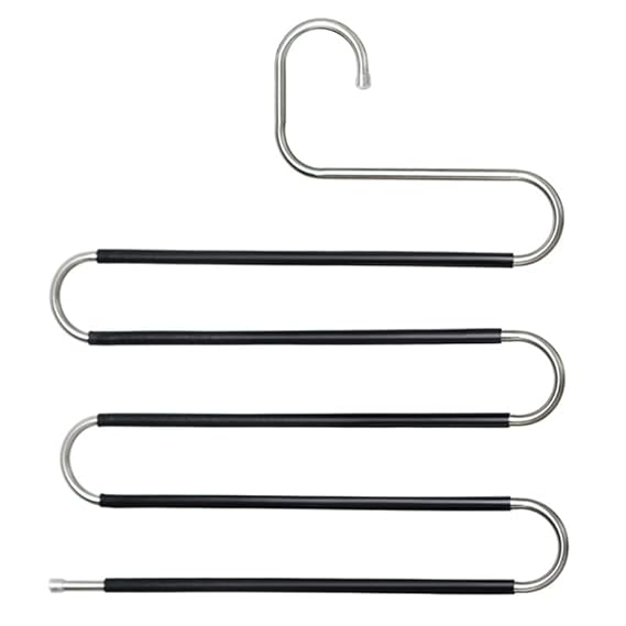 Oncarnival Non-Slip Pants Hangers S-Shape,Multi Layers Space Saving Non Slip Stainless Steel Clothes Hangers Closet Organizer for Pants Jeans Trousers Scarf