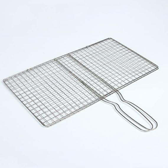 Oncarnival Outdoor Stainless BBQ Barbecue Grilling Basket Fish Vege 22x40cm - Grids