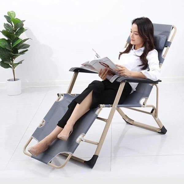 Foldable Lounger Adjustable Camping Beach Patio Recliners with Cushion Headrest Pillow