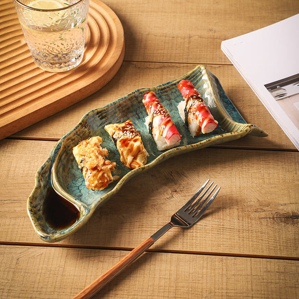 12 Inch Japanese Creative Ceramic dim Sum, Western Food, Snack, Sushi Long Plate