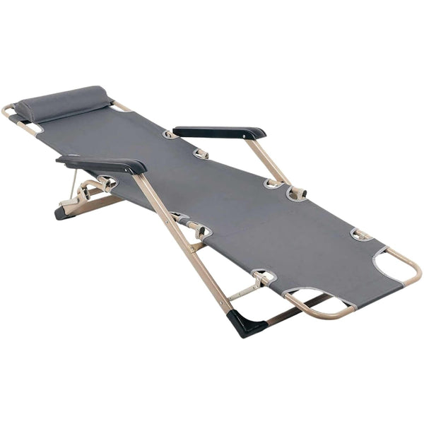 Foldable Lounger Adjustable Camping Beach Patio Recliners with Cushion Headrest Pillow