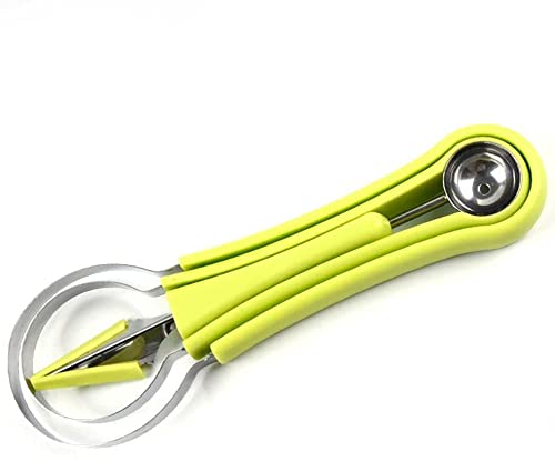 Oncaarnival 4 in 1 Stainless Steel Melon Baller Seed Remover, Sorbet Dessert Ball Spoon, Fruit Digging Spoon, Double Sided Fruit Scooper, Watermelon Baller Scoop(Green)