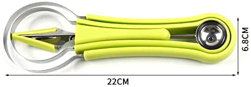 Oncaarnival 4 in 1 Stainless Steel Melon Baller Seed Remover, Sorbet Dessert Ball Spoon, Fruit Digging Spoon, Double Sided Fruit Scooper, Watermelon Baller Scoop(Green)