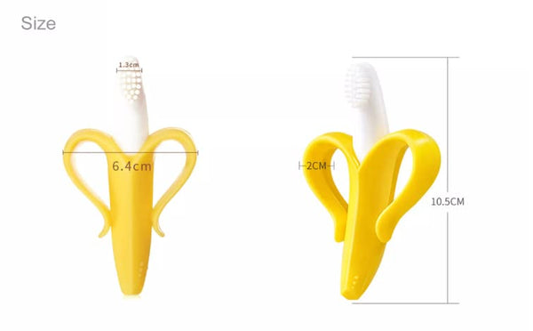 Oncaarnival Baby Banana Toothbrush Teether With Soft Bristles Bendable Flexible 100% Safe For Infants Toddlers Easy To Hold (Yellow)