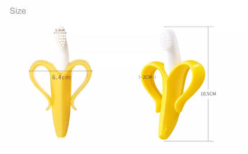 Oncaarnival Baby Banana Toothbrush Teether With Soft Bristles Bendable Flexible 100% Safe For Infants Toddlers Easy To Hold (Yellow)