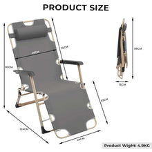 Foldable Lounger Adjustable Camping Beach Patio Recliners with Cushion Headrest Pillow