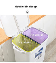 Kitchen Trash Can With Wheel, Open-Top - Recycle Sorting Bin for Household Dry and Wet Waste Separation, Classification