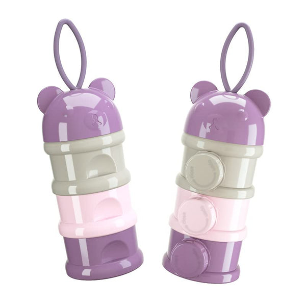 3 Layers Bear Style Portable Food Grade Material Food Storage Box Toddle Snacks Box Baby Milk Powder Container