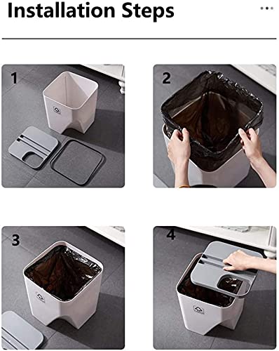 Kitchen Trash Can Stacked Sorting Trash Bin Recycling Bin Household Dry and Wet Separation Waste Bin Rubbish Bin for Living Room, Office, Bedroom, Bathroom, Kitchen (Set of 2)