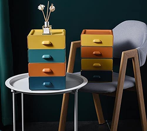Storage Drawers, Desktop Stacking Drawers Multicolor Storage Containers with Drawers Small Plastic Drawer Organizer for, 2 Drawers Desk Organizer for Makeups Art Supplies Jewelry