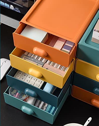 Storage Drawers, Desktop Stacking Drawers Multicolor Storage Containers with Drawers Small Plastic Drawer Organizer for, 2 Drawers Desk Organizer for Makeups Art Supplies Jewelry
