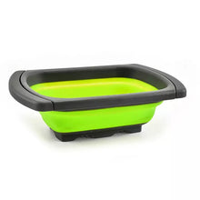 Oncarnival Over The Sink Colander Strainer with Extendable Handles - Foldable Strainer Food Colanders Collapsible Silicone for Pasta, Vegetables, and Fruits (Green) Large