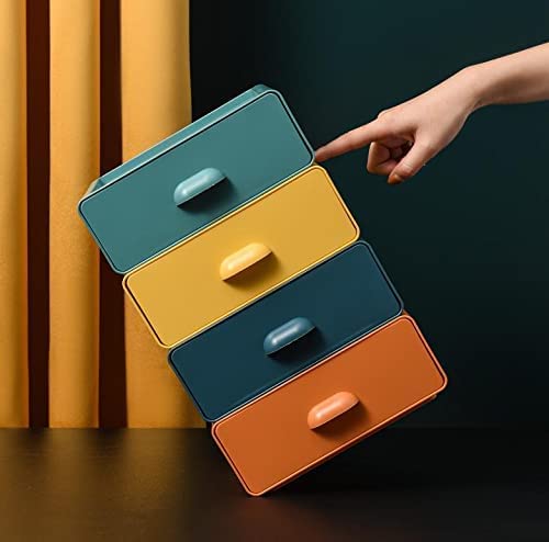 Storage Drawers, Desktop Stacking Drawers Multicolor Storage Containers with Drawers Small Plastic Drawer Organizer for, 2 Drawers Desk Organizer for Makeups Art Supplies Jewelry