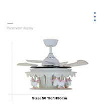 Ceiling Fan with Lights Kids LED Ceiling Lamp Creative Carousel with Invisible Blades Close to Ceiling Lighting for Living Room Bedroom