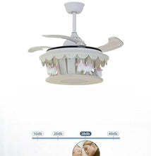 Ceiling Fan with Lights Kids LED Ceiling Lamp Creative Carousel with Invisible Blades Close to Ceiling Lighting for Living Room Bedroom