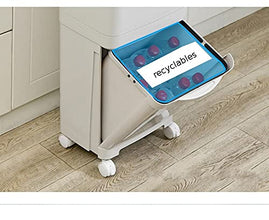 Kitchen Trash Can With Wheel, Open-Top - Recycle Sorting Bin for Household Dry and Wet Waste Separation, Classification