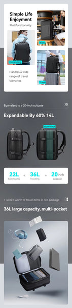 Versatile Expandable Laptop Backpack For All-day Traveling