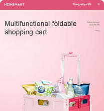 Oncarnival Folding Utility Cart with Wheels, Portable Rolling Trolley Hand Cart with Telescopic Handle, Durable and Collapsible Rolling Crate for Home...