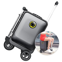 Electric Suitcase Airwheel I Can Ride and Move! 21L Electric Suitcase Retractable Push Rod Motor Smart Riding Luggage Suitcase. Carry-on, (Black)