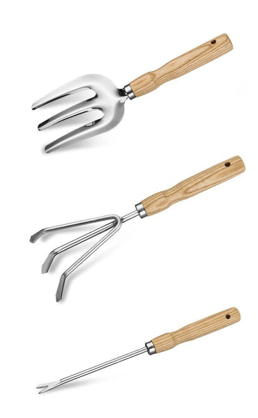 Oncaarnival 5 Piece Wooden Garden Tool Set | Ideal for Home Lawn Kitchen Gardening Tools Kit | Agriculture & Garden Equipment