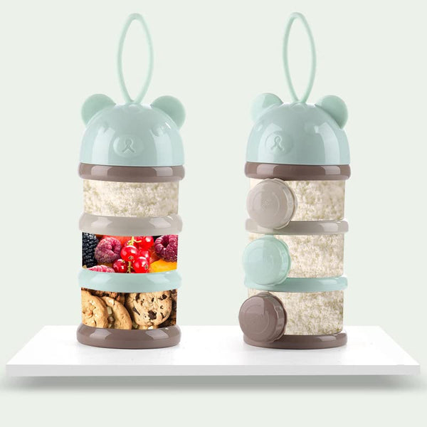 3 Layers Bear Style Portable Food Grade Material Food Storage Box Toddle Snacks Box Baby Milk Powder Container