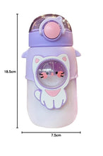 Kids Water Bottle With Straw Sealed Flip Top Lid Bottle Large Capacity 700ml Cute Cartoon Design Beverage Containers Clear Water Bottle With Removable Shoulder Strap Water Bottle For Kids