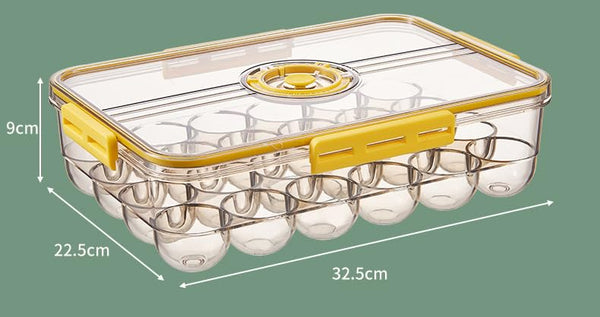 24 Grid Egg Box With Sealed Lid, Plastic Egg Holder For Refrigerator Storage, Stackable Egg Tray Container With Time Record, Keep Fresh, Kitchen Organizer
