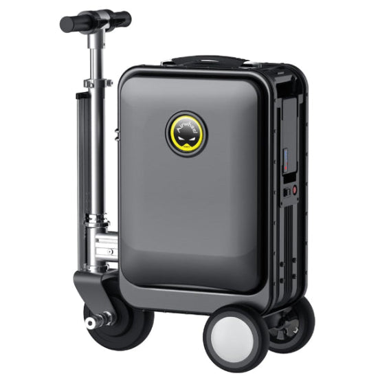 Electric Suitcase Airwheel I Can Ride and Move! 21L Electric Suitcase Retractable Push Rod Motor Smart Riding Luggage Suitcase. Carry-on, (Black),trolley bag
