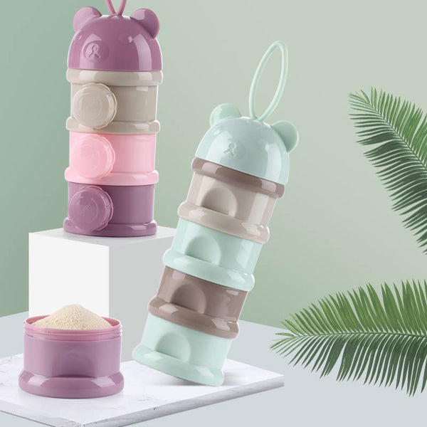 3 Layers Bear Style Portable Food Grade Material Food Storage Box Toddle Snacks Box Baby Milk Powder Container