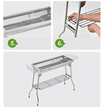 Oncarnival Portable Folding Charcoal BBQ Grill Stainless Steel Thickened Barbeque Grill Home Garden Backyard Tailgate Party Camping Picnic Cooking Large Silver