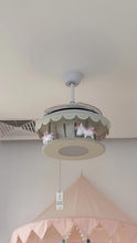 Ceiling Fan with Lights Kids LED Ceiling Lamp Creative Carousel with Invisible Blades Close to Ceiling Lighting for Living Room Bedroom